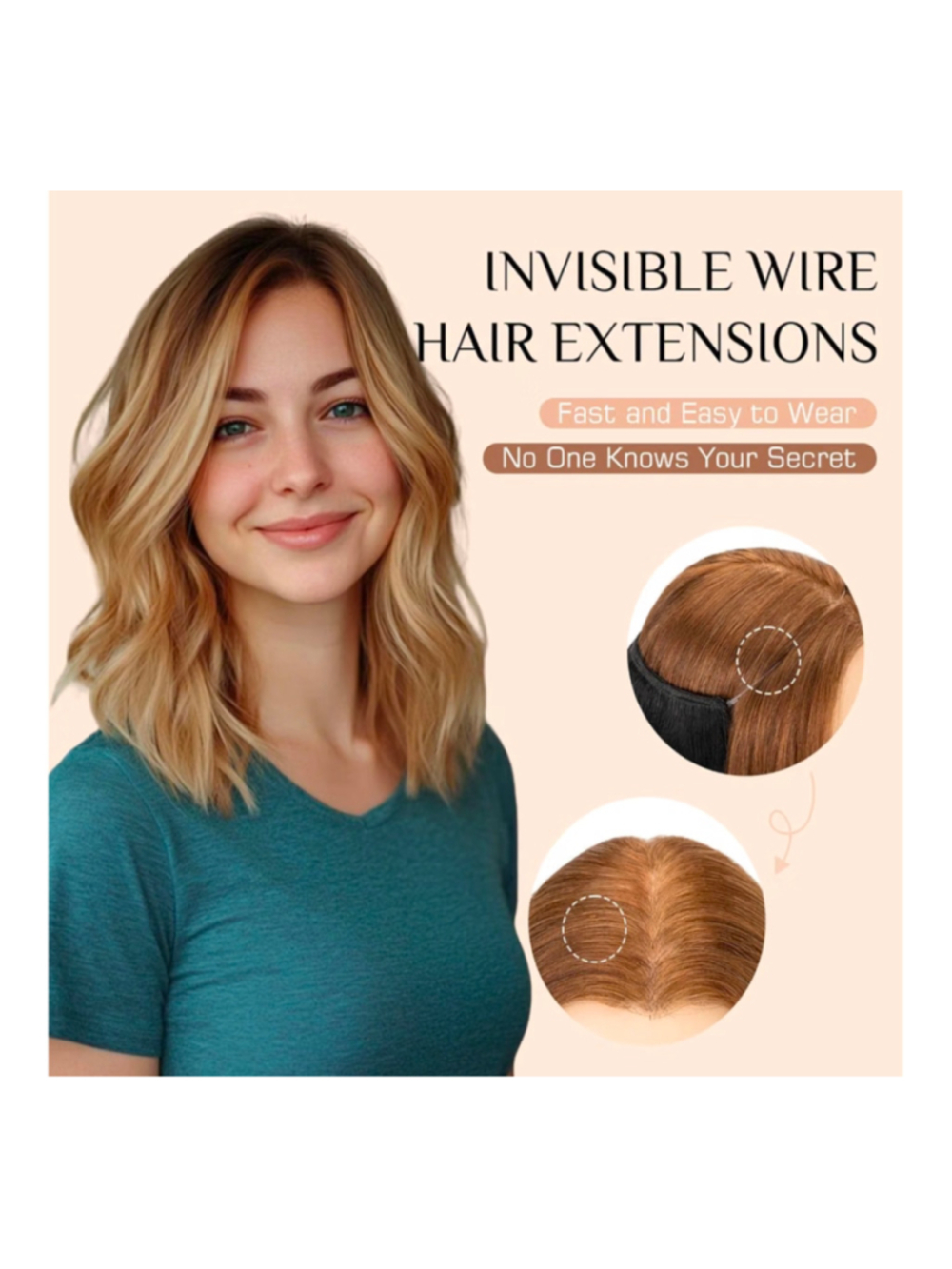 Short Wire Hair Extensions Real Human Hair brown blonde